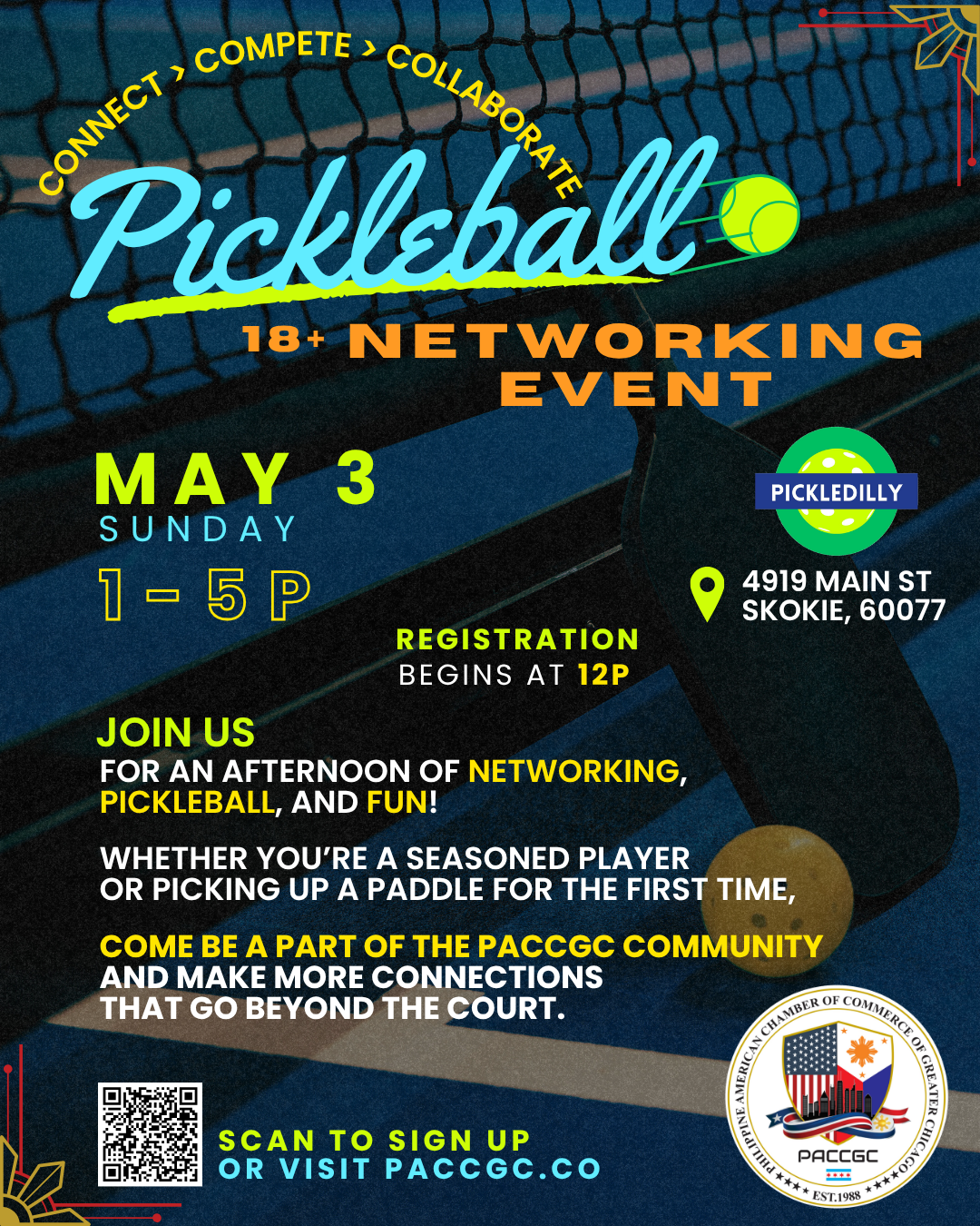 Networking & Pickleball Social flyer